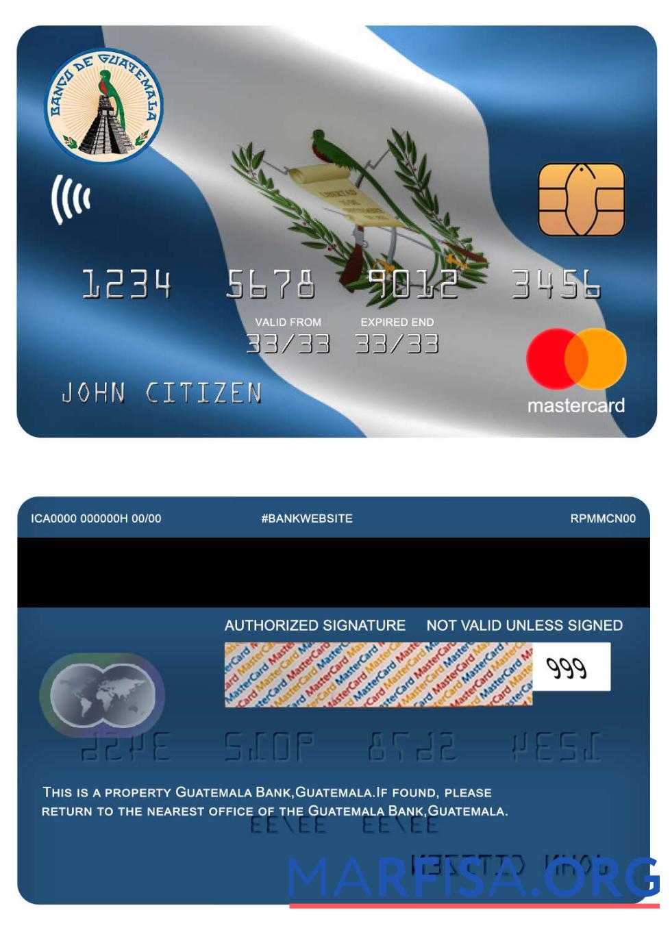 Downloadable Guatemala Banco de Guatemala bank mastercard download for verification